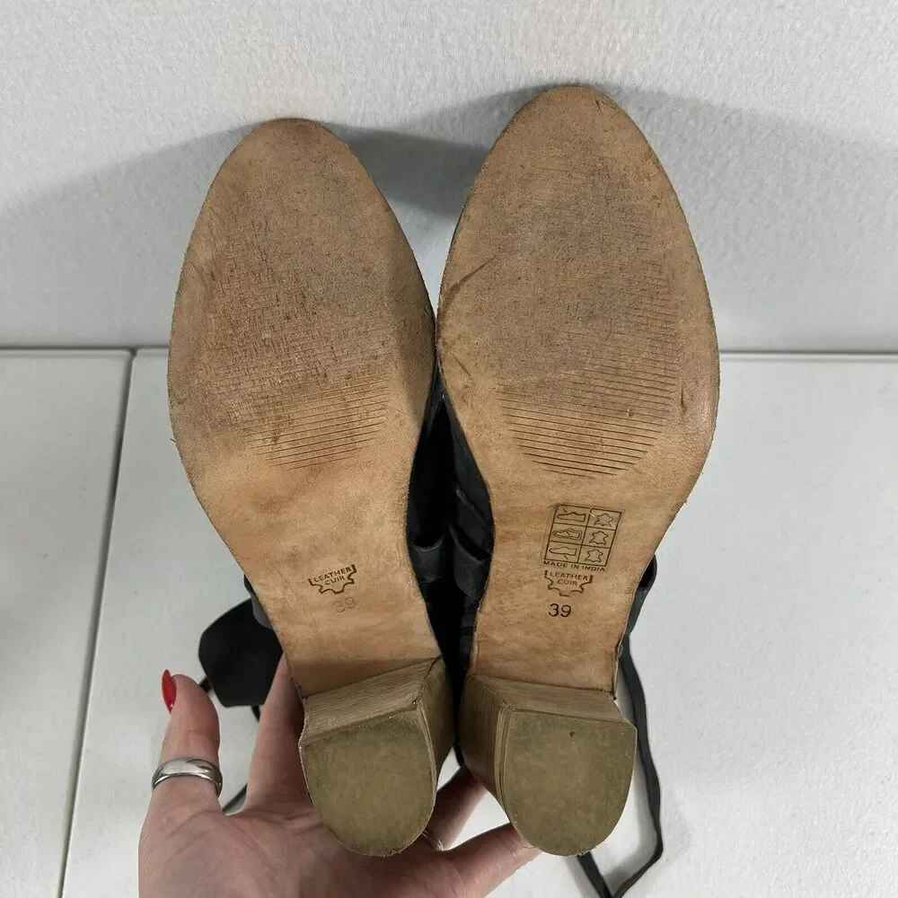 Free People Size 39 US 9 Seven Wonders Leather Ankle Boots Women’s Gray Buttery - Picture 12 of 13